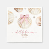 Girl Pink Bow Shell Baby Shower Paper Napkins スタンダードカクテルナプキン (正面)