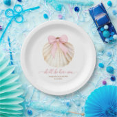Girl Pink Bow Shell Baby Shower Paper Plate ペーパープレート (パーティー)