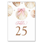 Girl Pink Bow Shell Baby Shower Table Number テーブルナンバー (正面)