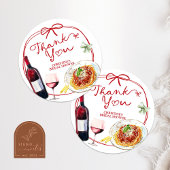 Girl Pink Bow Shell Baby Shower Thank You Sticker, ラウンドシール