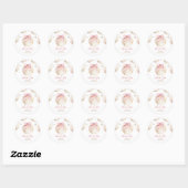 Girl Pink Bow Shell Baby Shower Thank You Sticker, ラウンドシール (シート)