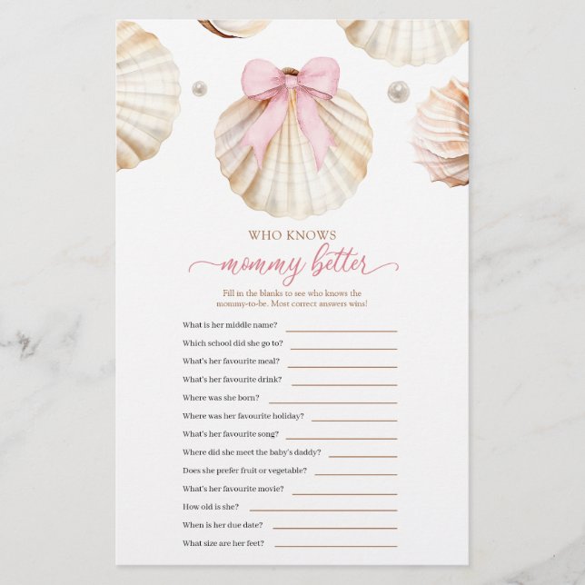 Girl Pink Bow Shell Who Knows Mommy Better (正面)