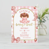 Girl Pink Bow strawberry berry sweet invitation 招待状 (スタンド正面)