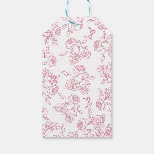 Girl Pink Bow Toile Tea Party ギフトタグ (裏面)