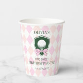 Girl Pink Golf Two Sweet 2nd Birthday Party 紙コップ (裏面)