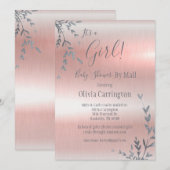 GIRL PINK METALLIC BABY SHOWER By Mail 招待状 (正面/裏面)