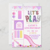 Girl Pink Purple Glitter Let's Play Indoor Playgro 招待状 (正面)