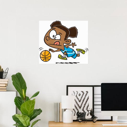 Girl Playing Basketball Poster ポスター