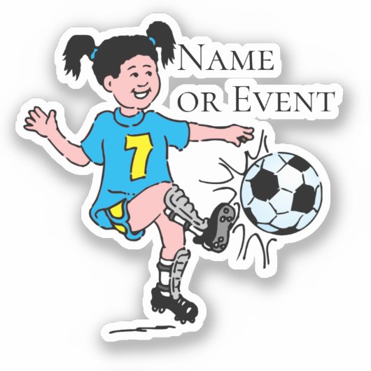 Girl Playing Soccer  シール (正面)