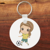 Girl Playing Soccer Adorable Kids Sports キーホルダー (正面)