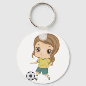 Girl Playing Soccer Adorable Kids Sports キーホルダー (裏面)