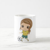 Girl Playing Soccer Adorable Kids Sports コーヒーマグカップ (中央)