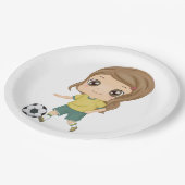 Girl Playing Soccer Adorable Kids Sports ペーパープレート (アングル)