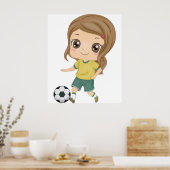 Girl Playing Soccer Adorable Kids Sports ポスター (キッチン)