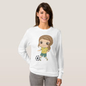 Girl Playing Soccer Adorable Kids Sports Tシャツ (正面フル)
