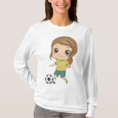 Girl Playing Soccer Adorable Kids Sports Tシャツ (正面)