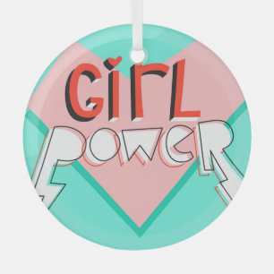 Girl Power:かわいいグラフィックスローガン ガラスオーナメント