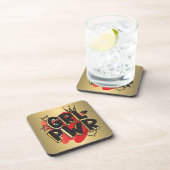 GIRL POWER、クラウン&ハート、赤と金ゴールド コースター (右側)