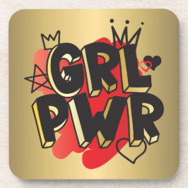 GIRL POWER、クラウン&ハート、赤と金ゴールド コースター