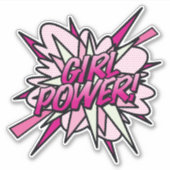 GIRL POWER 楽しいレトロ漫画ポップアート シール (正面)