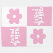 Girl Power Retro Flower フリースブランケット (正面(横))