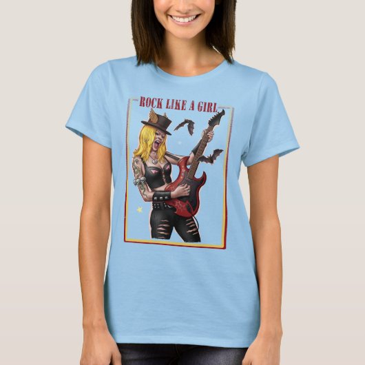 Girl Power Rock – Rock Like a Girl  Tシャツ (正面)