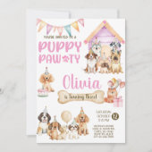 Girl puppy / dogs birthday party invitation. 招待状 (正面)