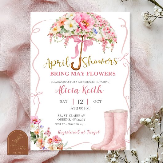 Girl Purple Shell Baby Shower Invitation 招待状