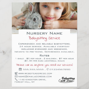 Girl & Rabbit, Babysitter, Daycare, Nursery Advert チラシ