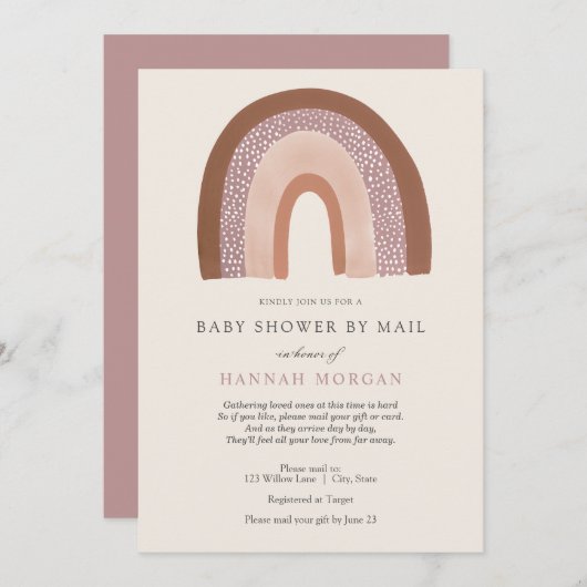 Girl Rainbow Baby Shower by Mail招待状 招待状 (正面/裏面)