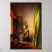 Girl Reading a Letter at an Open Window by Vermeer ポスター (正面)