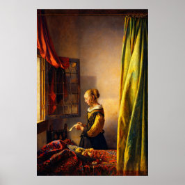 Girl Reading a Letter at an Open Window by Vermeer ポスター