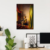 Girl Reading a Letter at an Open Window by Vermeer ポスター (ホームオフィス)