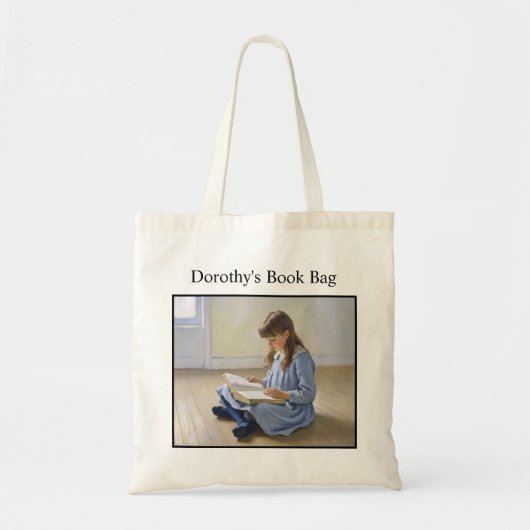 Girl Reading Book Lover Custom School or Library  トートバッグ (正面)