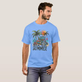 Girl Reading Book Summer Funny Beach Vacation For  Tシャツ (正面フル)