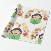 Girl Reading Learning ABC Letters and Toys ラッピングペーパー (アンロールド)