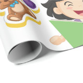 Girl Reading Learning ABC Letters and Toys ラッピングペーパー (ロールコーナー)