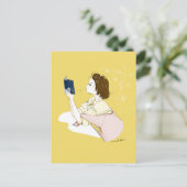 Girl Reading Watercolor Illustration ポストカード (スタンド正面)