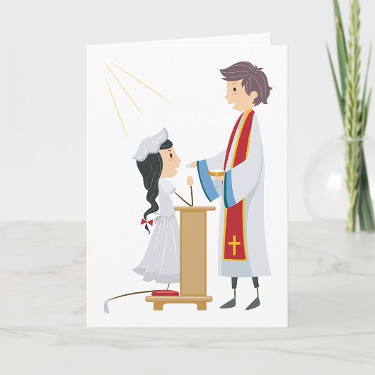 Girl Receiving Communion Greeting Card カード