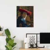 Girl & Red Hat - Johannes Vermeer Fine Art Poster ポスター (ホームオフィス)