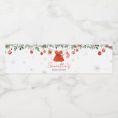 Girl Red Santa Christmas Baby Shower ペットボトルラベル (シングルラベル)