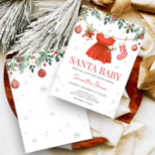 Girl Red Santa Christmas Baby Shower 招待状