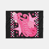 Girl Retro Jonas Groovy Flower First Name D 80's  フリースブランケット (正面(横))