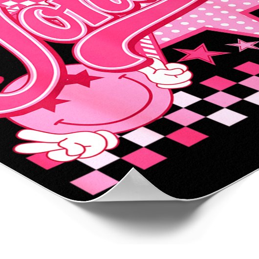 Girl Retro Jonas Groovy Flower First Name D 80's  ポスター (角)