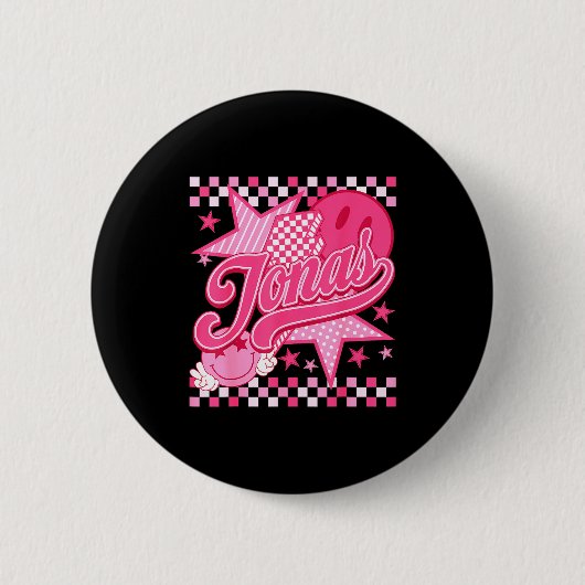 Girl Retro Jonas Groovy Flower First Name D 80's 缶バッジ (正面)