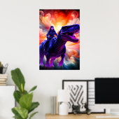 Girl Riding Dinosaur for Adults + Kid's Wall Room ポスター (ホームオフィス)