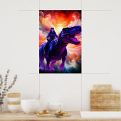 Girl Riding Dinosaur for Adults + Kid's Wall Room ポスター (キッチン)