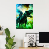Girl Riding Dinosaur for Adults + Kid's Wall Room ポスター (ホームオフィス)