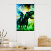 Girl Riding Dinosaur for Adults + Kid's Wall Room ポスター (キッチン)