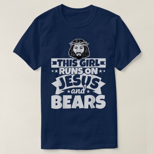 Girl runs on Jesus and Bears  Tシャツ (デザイン正面)